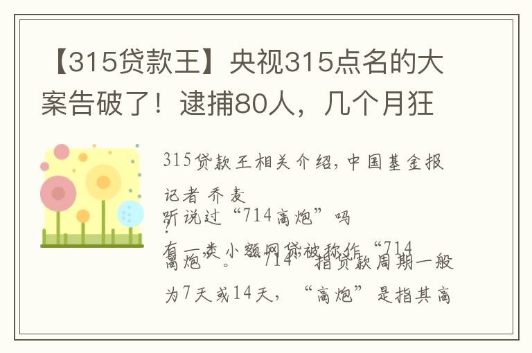 【315贷款王】央视315点名的大案告破了！逮捕80人，几个月狂赚30多亿