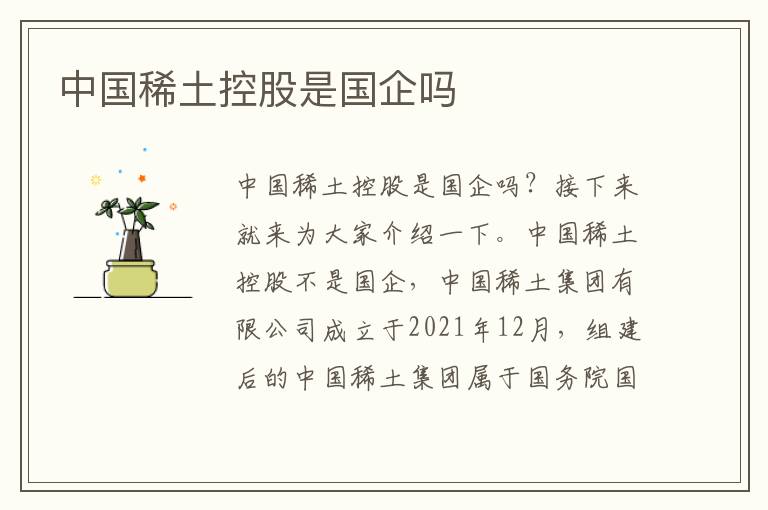 中国稀土控股是国企吗