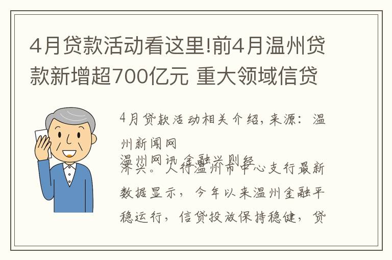 4月贷款活动看这里!前4月温州贷款新增超700亿元 重大领域信贷投放力度加大