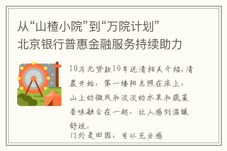 从“山楂小院”到“万院计划”北京银行普惠金融服务持续助力乡村振兴