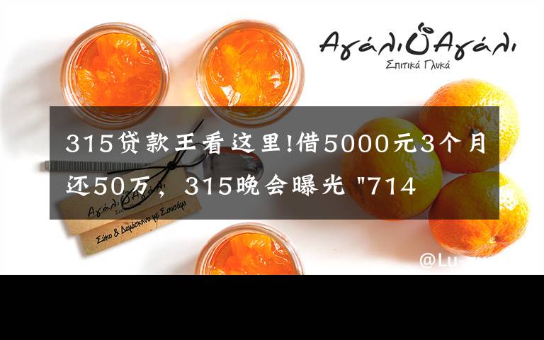 315贷款王看这里!借5000元3个月还50万，315晚会曝光 "714高炮"黑幕，涉及融360等多家网贷平台，中概互金股昨夜大跳水