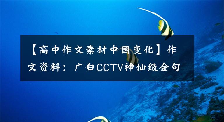 【高中作文素材中国变化】作文资料：广白CCTV神仙级金句，你高考作文高分话。