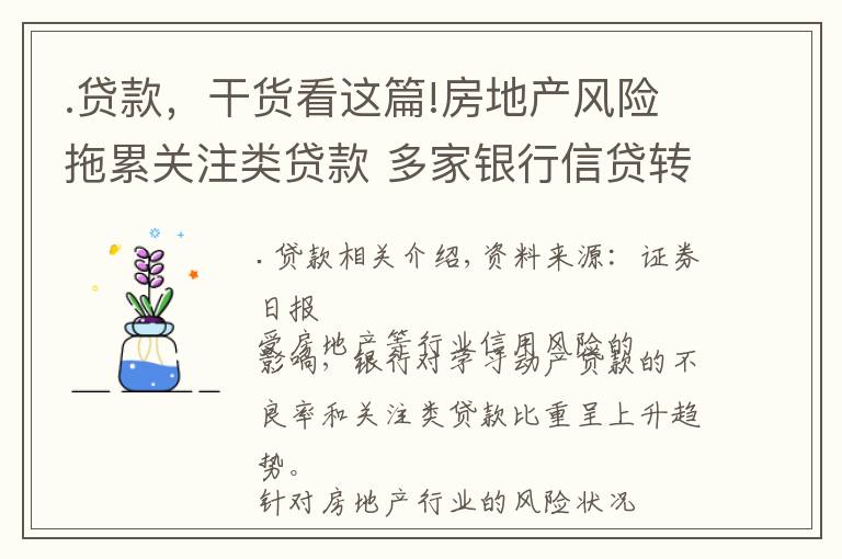 .贷款，干货看这篇!房地产风险拖累关注类贷款 多家银行信贷转向“新兴领域”