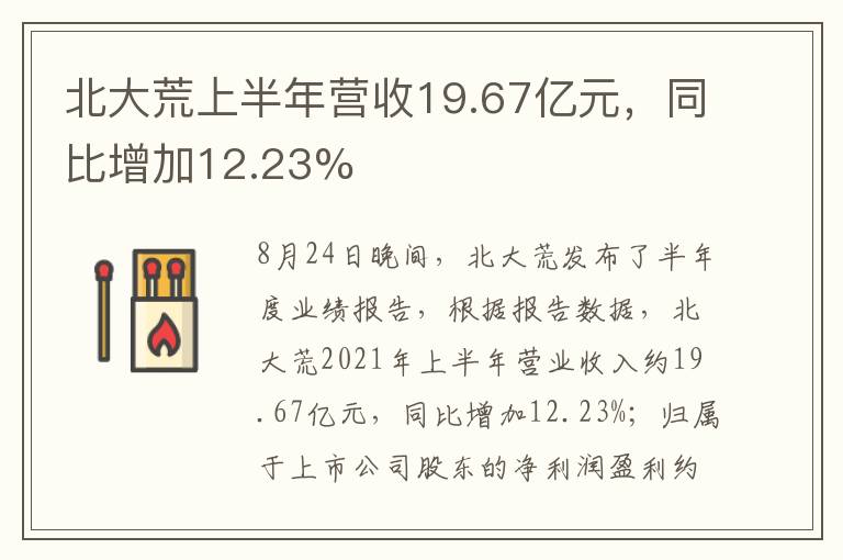 北大荒上半年营收19.67亿元，同比增加12.23%