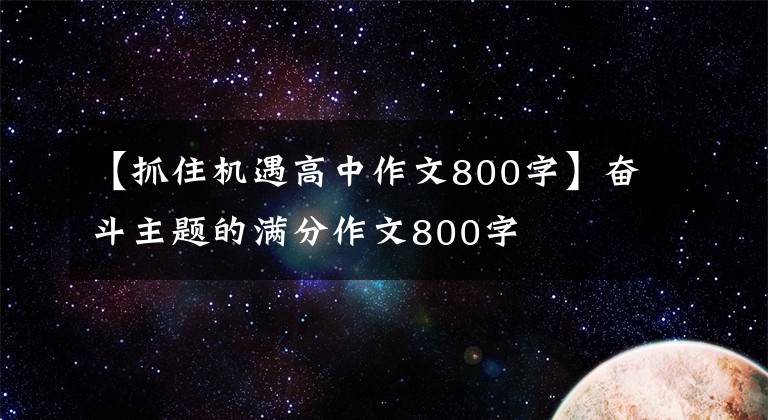 【抓住机遇高中作文800字】奋斗主题的满分作文800字