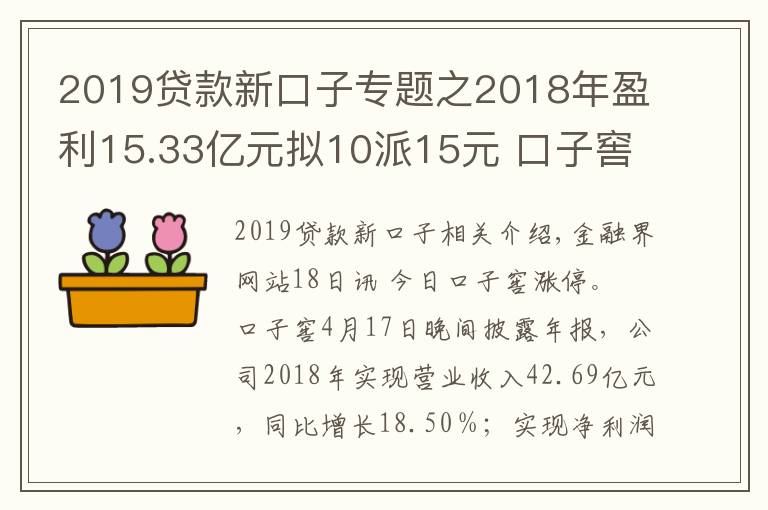 2019贷款新口子专题之2018年盈利15.33亿元拟10派15元 口子窖涨停