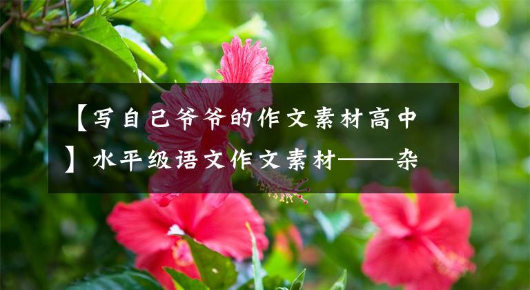 【写自己爷爷的作文素材高中】水平级语文作文素材——杂交水稻之父！一手抓住时政、热点、评分点