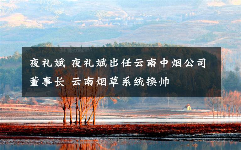 夜礼斌 夜礼斌出任云南中烟公司董事长 云南烟草系统换帅