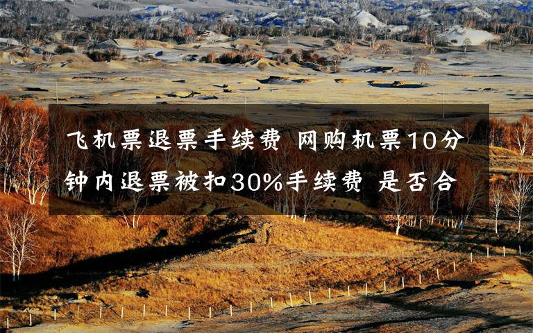 飞机票退票手续费 网购机票10分钟内退票被扣30%手续费 是否合理？
