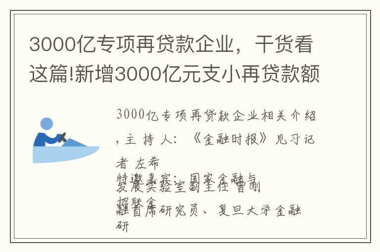 3000亿专项再贷款企业，干货看这篇!新增3000亿元支小再贷款额度意味着什么？专项资金定向支持有助于增强银行为中小微企业纾困能力