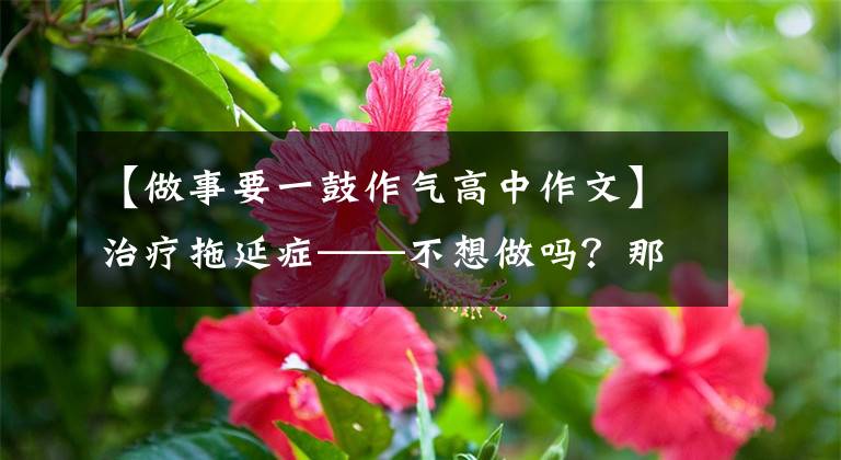 【做事要一鼓作气高中作文】治疗拖延症——不想做吗？那就别想了，就这么做吧。