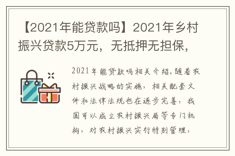 【2021年能贷款吗】2021年乡村振兴贷款5万元，无抵押无担保，看看哪些人符合条件？​