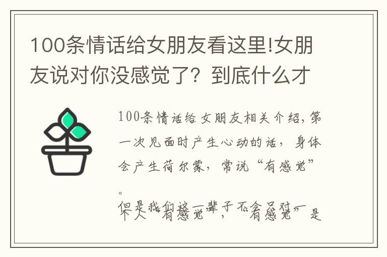 100条情话给女朋友看这里!女朋友说对你没感觉了？到底什么才是最吸引女人的特质？