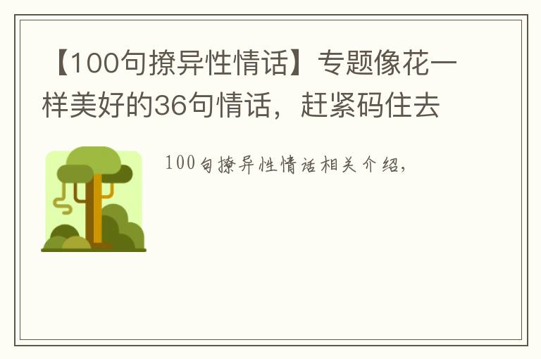 【100句撩异性情话】专题像花一样美好的36句情话，赶紧码住去撩男神女神！