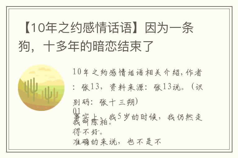 【10年之约感情话语】因为一条狗，十多年的暗恋结束了