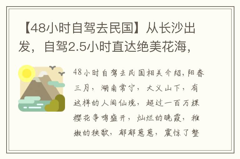 【48小时自驾去民国】从长沙出发，自驾2.5小时直达绝美花海，满足对春天的所有想象