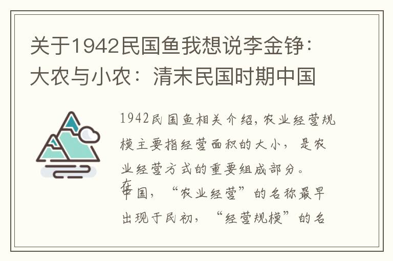 关于1942民国鱼我想说李金铮：大农与小农：清末民国时期中国农业经营规模的论争