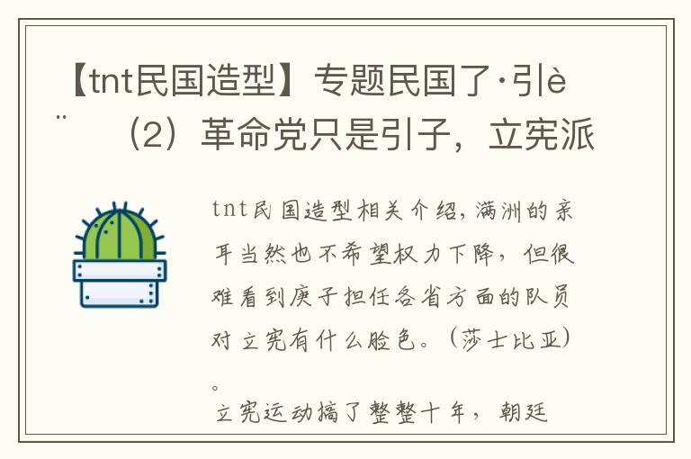 【tnt民国造型】专题民国了·引言（2）革命党只是引子，立宪派才是炸断龙脉的TNT