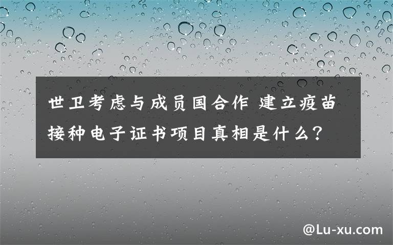 世卫考虑与成员国合作 建立疫苗接种电子证书项目真相是什么?