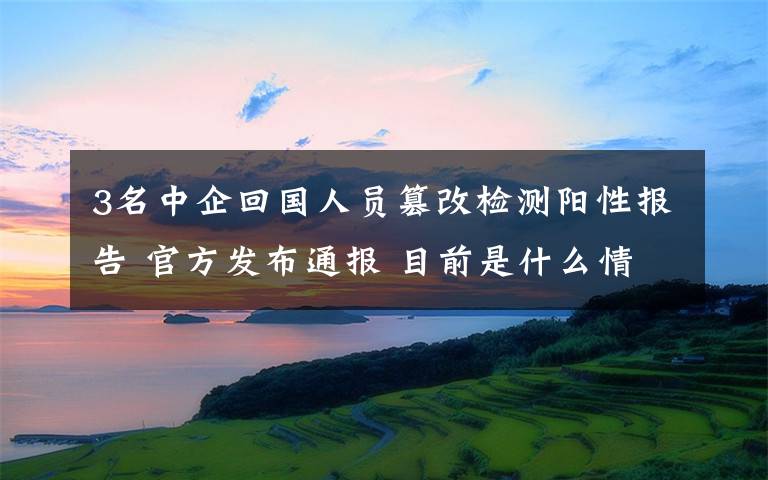 3名中企回国人员篡改检测阳性报告 官方发布通报 目前是什么情况？