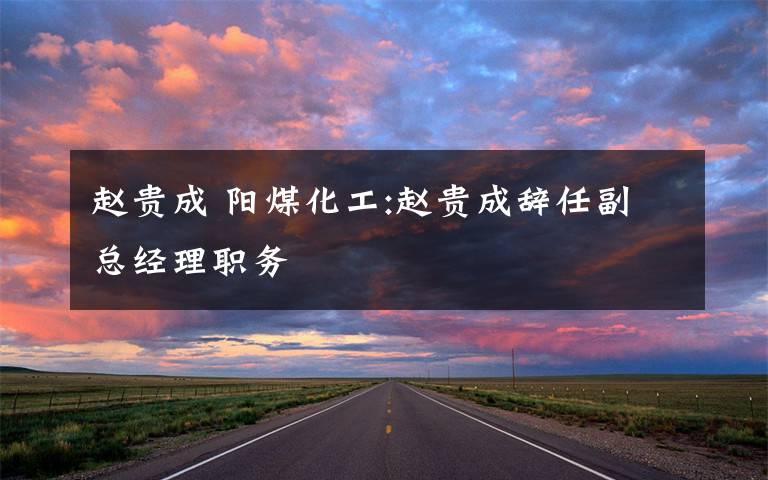 赵贵成 阳煤化工:赵贵成辞任副总经理职务