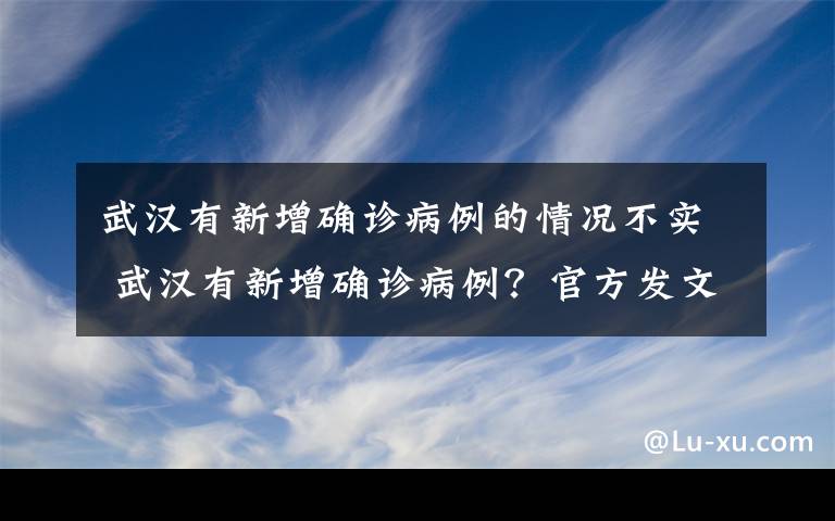 武汉有新增确诊病例的情况不实 武汉有新增确诊病例？官方发文回应：情况不实