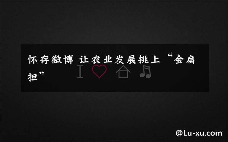 怀存微博 让农业发展挑上“金扁担”