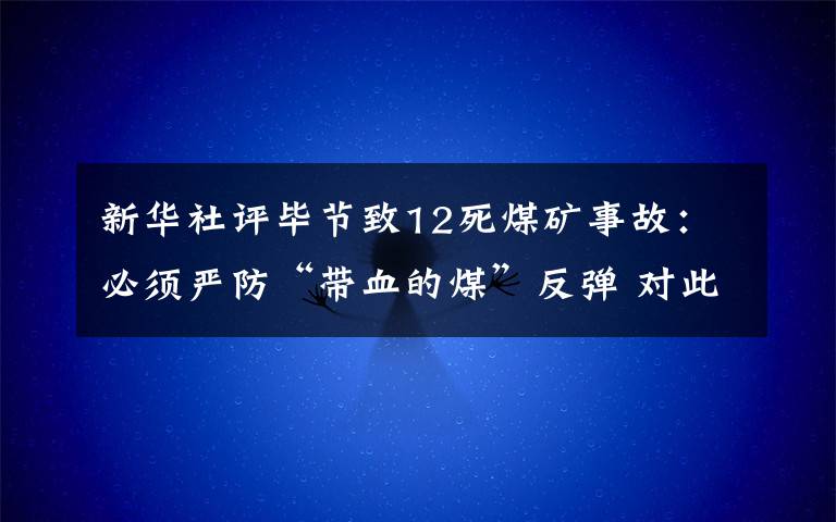 新华社评毕节致12死煤矿事故：必须严防“带血的煤”反弹 对此大家怎么看？