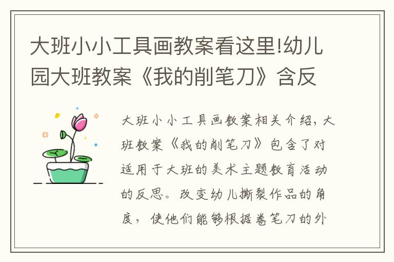 大班小小工具画教案看这里!幼儿园大班教案《我的削笔刀》含反思