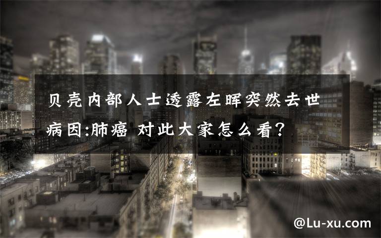 贝壳内部人士透露左晖突然去世病因:肺癌 对此大家怎么看？