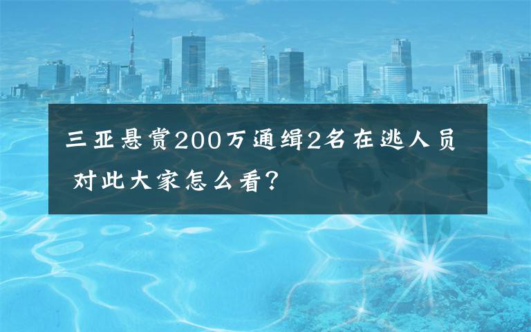 三亚悬赏200万通缉2名在逃人员 对此大家怎么看？