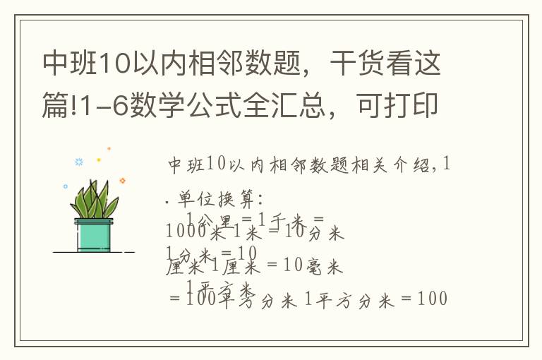 中班10以内相邻数题，干货看这篇!1-6数学公式全汇总，可打印