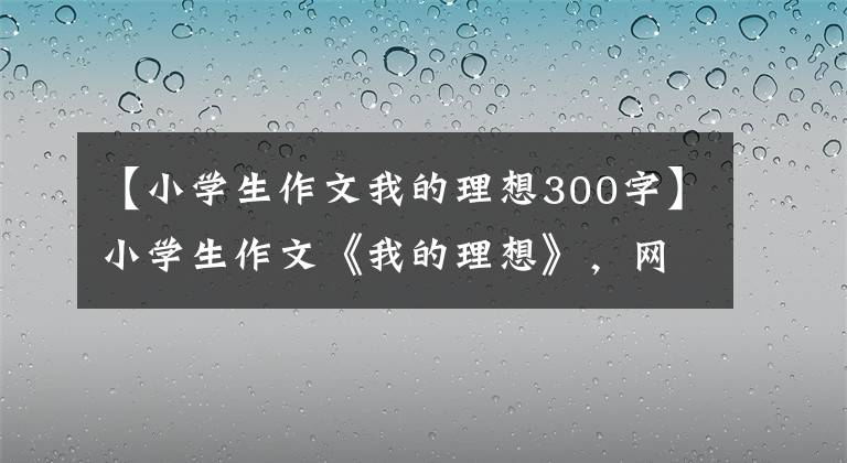 【小学生作文我的理想300字】小学生作文《我的理想》，网友：词句流畅，句子完整，理想有偏差。