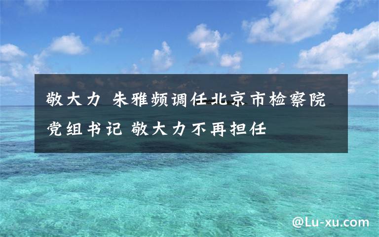 敬大力 朱雅频调任北京市检察院党组书记 敬大力不再担任