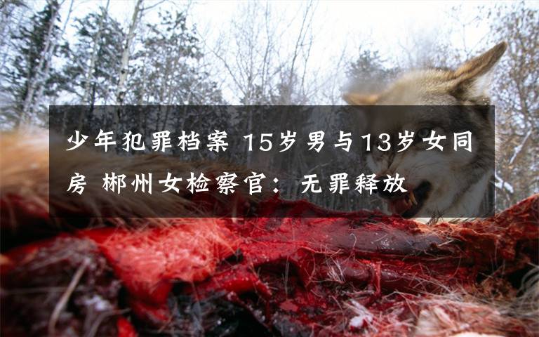 少年犯罪档案 15岁男与13岁女同房 郴州女检察官：无罪释放