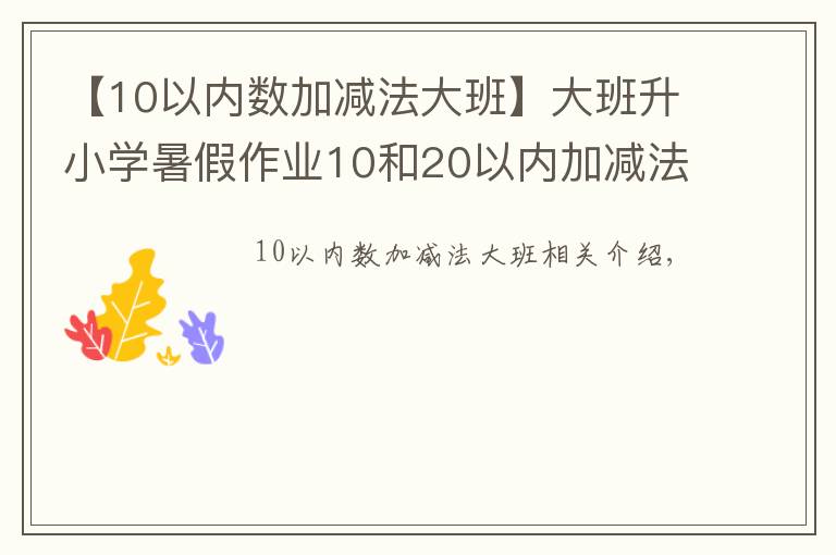 【10以内数加减法大班】大班升小学暑假作业10和20以内加减法~妈妈教孩子练习数学