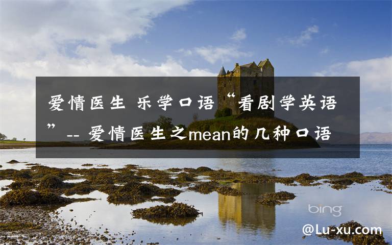 爱情医生 乐学口语“看剧学英语”-- 爱情医生之mean的几种口语化表达