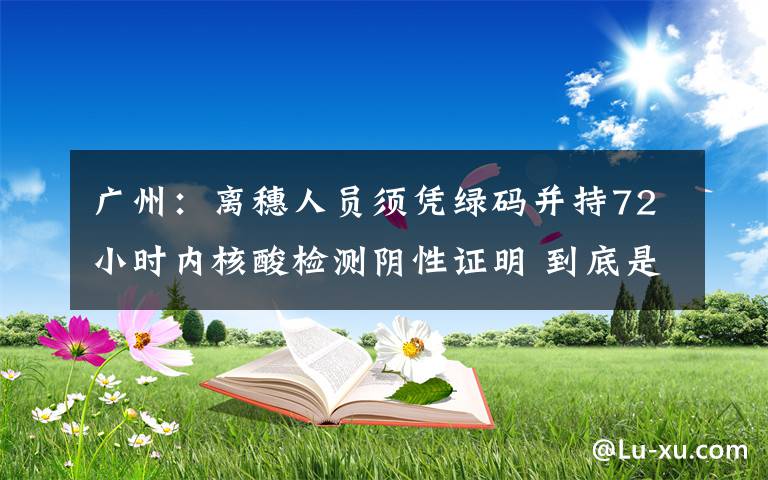 广州：离穗人员须凭绿码并持72小时内核酸检测阴性证明 到底是什么状况？