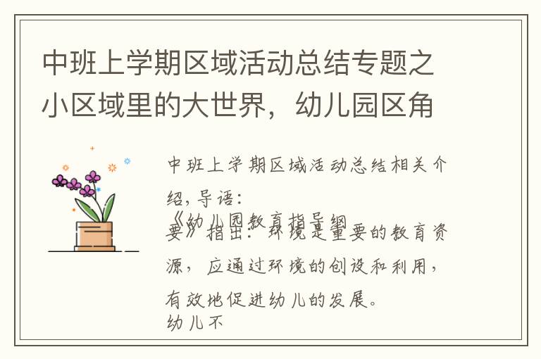 中班上学期区域活动总结专题之小区域里的大世界，幼儿园区角活动的创设与组织指导