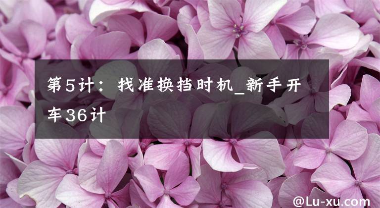 第5计：找准换挡时机_新手开车36计