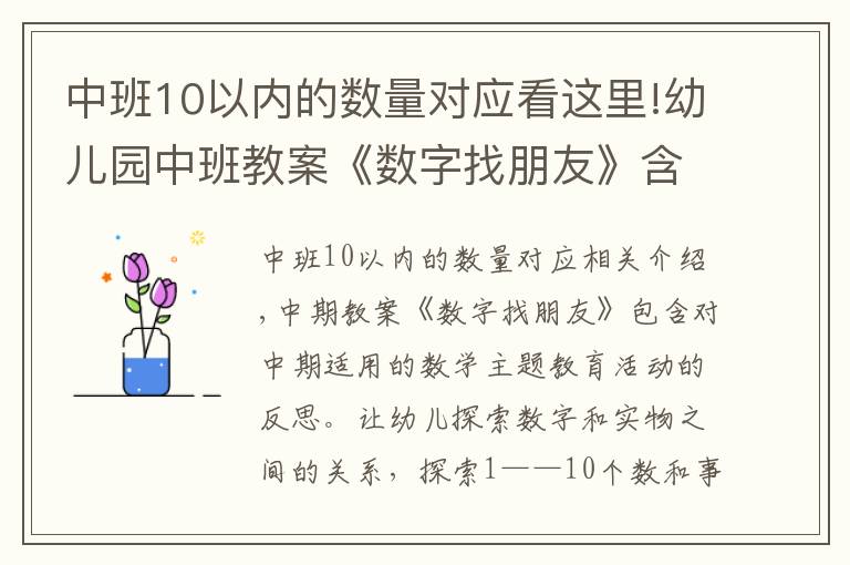 中班10以内的数量对应看这里!幼儿园中班教案《数字找朋友》含反思