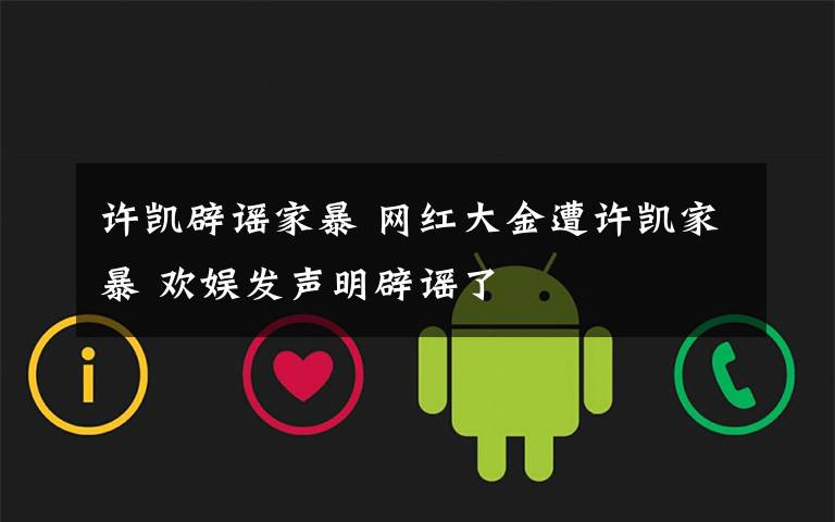 许凯辟谣家暴 网红大金遭许凯家暴 欢娱发声明辟谣了