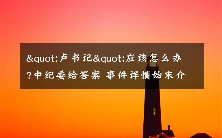 "卢书记"应该怎么办?中纪委给答案 事件详情始末介绍！