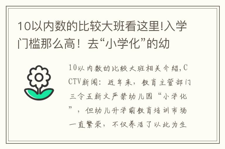 10以内数的比较大班看这里!入学门槛那么高！去“小学化”的幼儿园如何与学前班PK