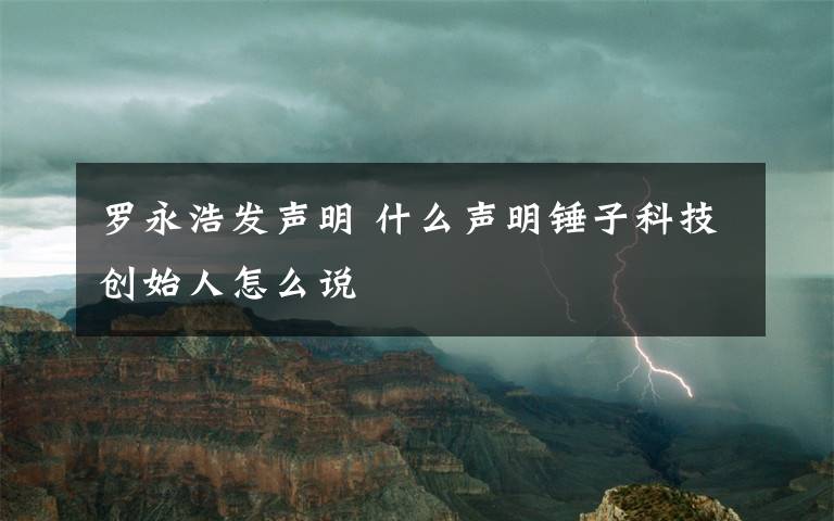 罗永浩发声明 什么声明锤子科技创始人怎么说