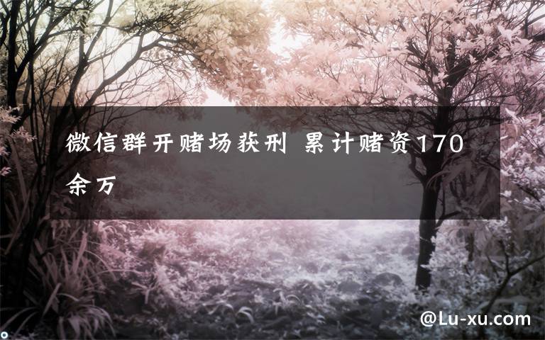微信群开赌场获刑 累计赌资170余万