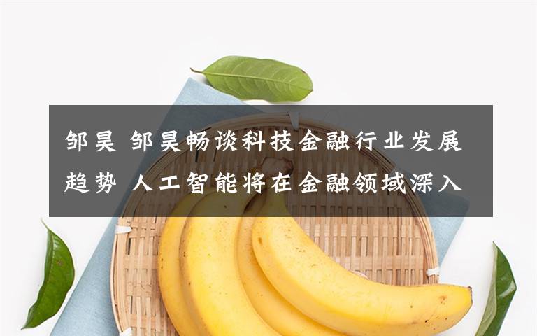 邹昊 邹昊畅谈科技金融行业发展趋势 人工智能将在金融领域深入应用