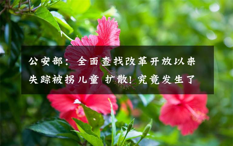 公安部：全面查找改革开放以来失踪被拐儿童 扩散! 究竟发生了什么?