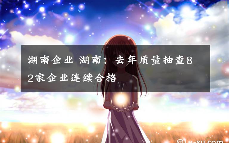 湖南企业 湖南：去年质量抽查82家企业连续合格