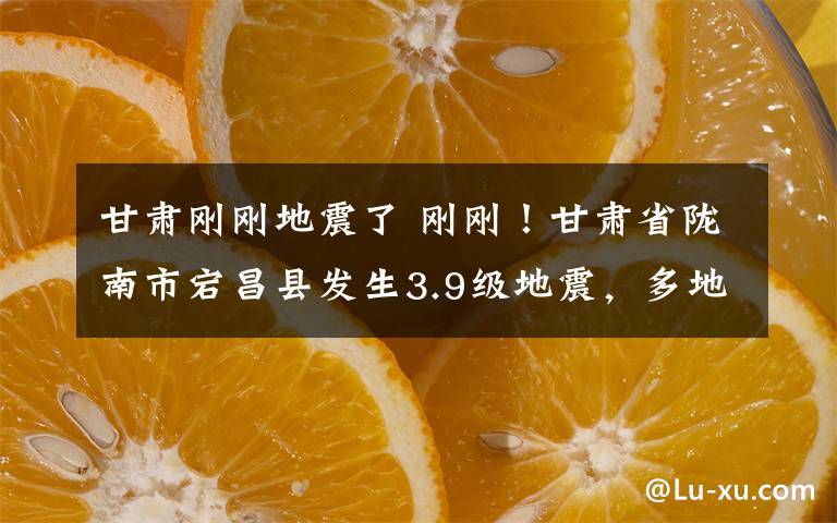甘肃刚刚地震了 刚刚！甘肃省陇南市宕昌县发生3.9级地震，多地震感明显